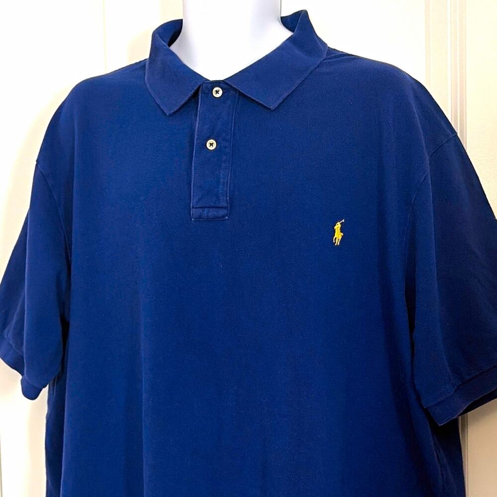 Polo Ralph Lauren Mens 3XLT Big & Tall Blue Polo Solid Short Sleeve Logo